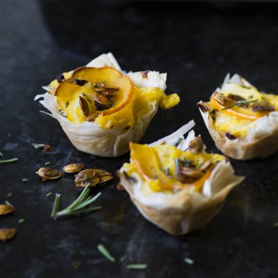 Savory Pumpkin Phyllo Tartlets
