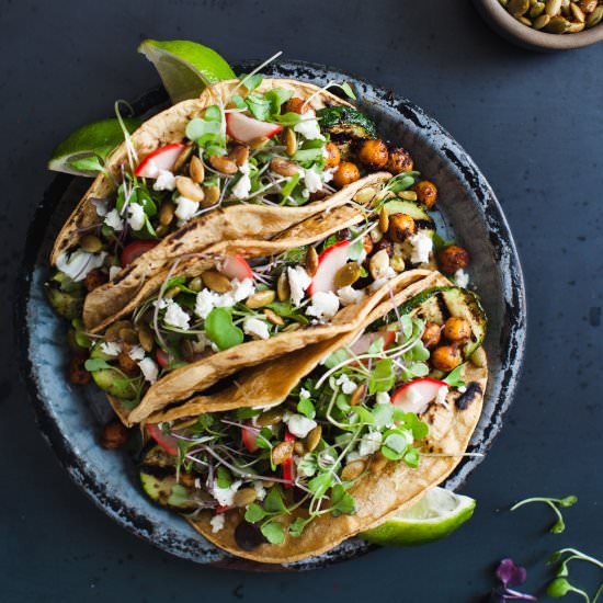 Chickpea & Grilled Zucchini Tacos