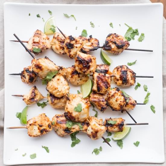 Grilled Chicken Kebabs with Lime