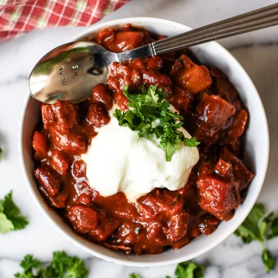 Vegan Beet & Butternut Squash Chili