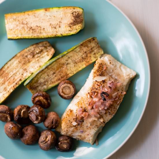 Baked Sea Bass & Zucchini Sheet Pan