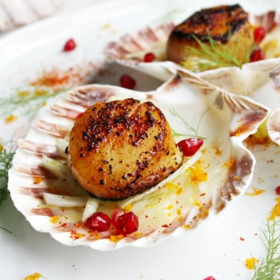 Red Chili Scallops & Fennel Salad