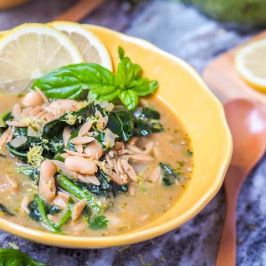 Vegan Orzo White Bean Soup