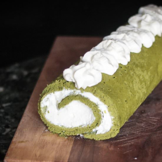 Matcha Roll with Rosewater Cream