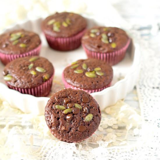 Chocolate Pumpkin Seeds Muffins