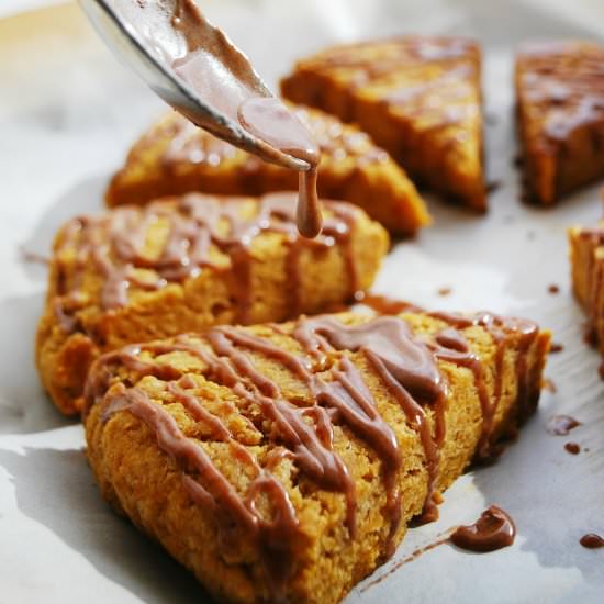 Pumpkin Scones W/ Spiced Glaze (GF)