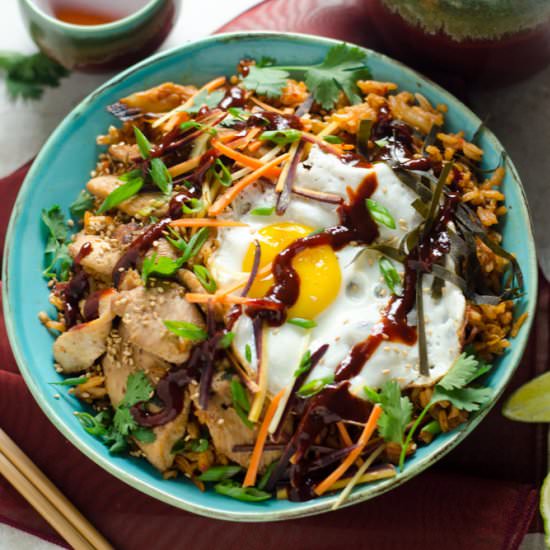 Chicken and Kimchi-Fried Rice Bowls