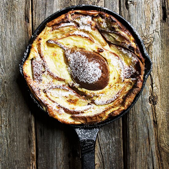 Skillet Pear Custard Cake
