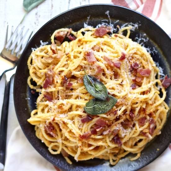 Pumpkin Ricotta Pasta Carbonara