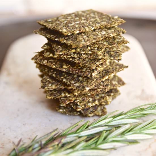 Kale Rosemary Super Seed Crackers