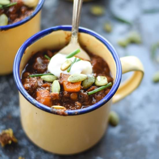 Harvest Time Steak & Pumpkin Chili