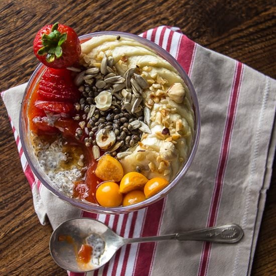 Papaya and chia breakfast bowl