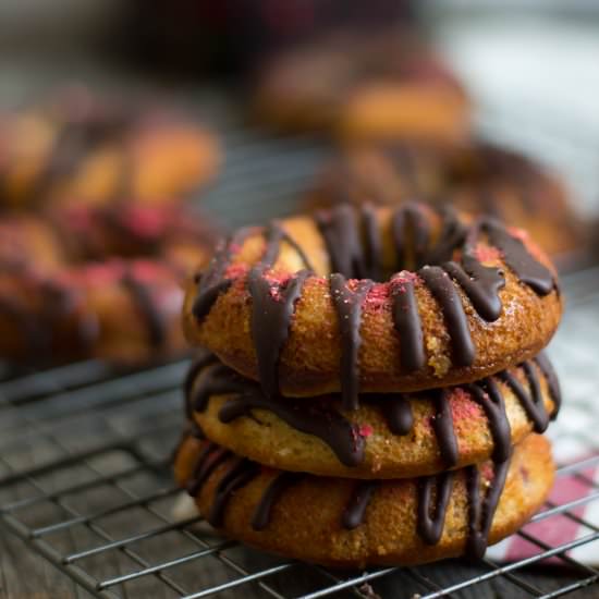 Chocolate Drizzled Strawberry Donut