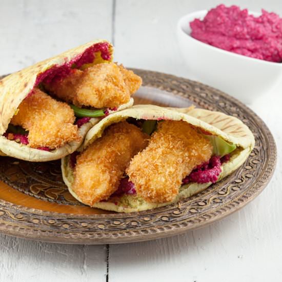 Crispy Chicken and Hummus Pita