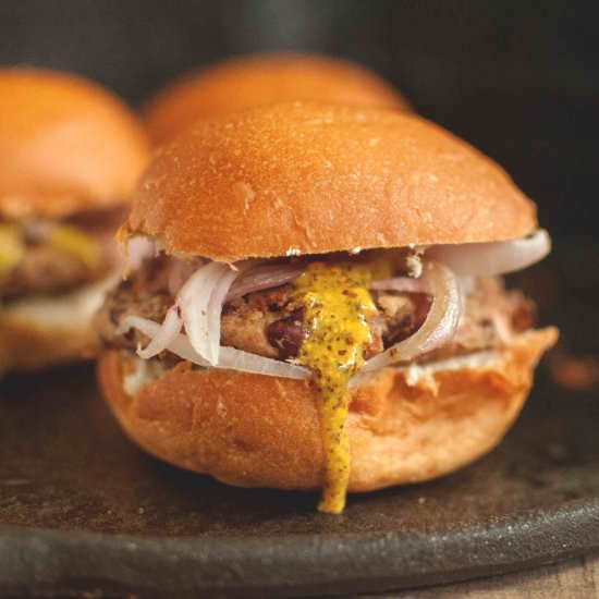 Red-Bean Patty Burger with Mustard
