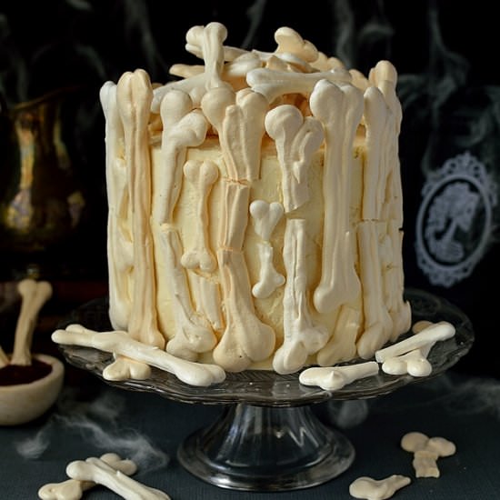 Meringue Bone Halloween Cake