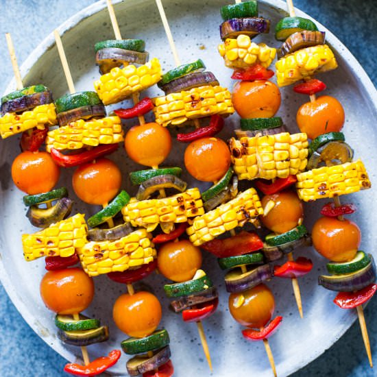 Honey Soy Garlic Vegetable Skewers