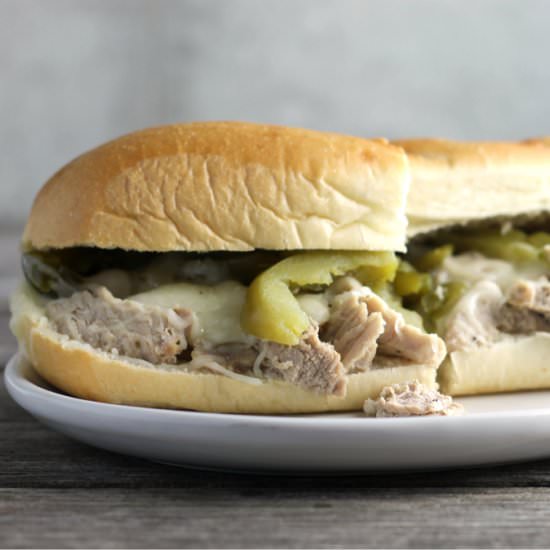Slow Cooker Italian Pork Sandwich