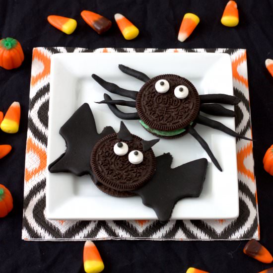 No-bake Bat and Spider Cookies