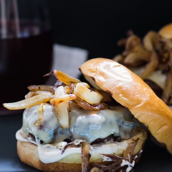 Caramelized Onion & Gruyére Burgers