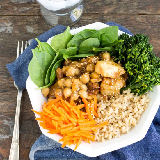 Cod, Creamy Peanut Sauce & Veggies