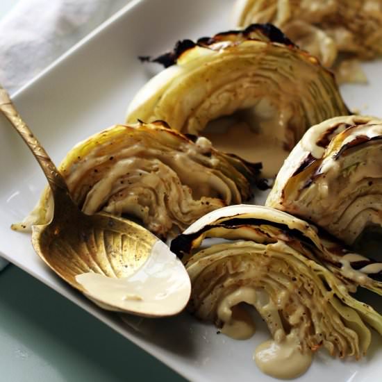 Roasted Cabbage with Dijon Sauce