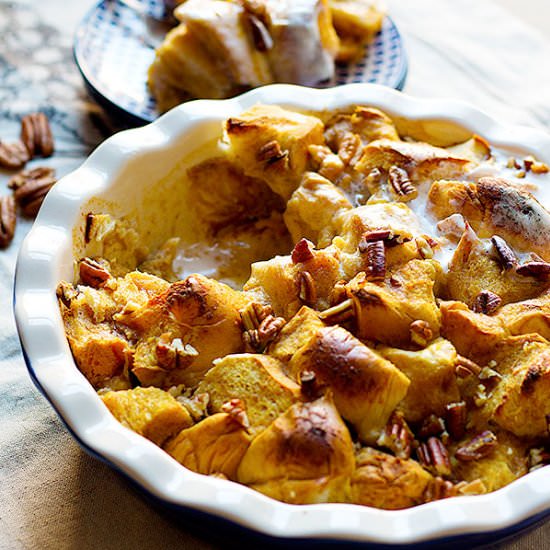 Pumpkin Pecan Bread Pudding
