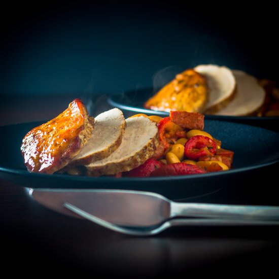 Honey Roast Pork Loin with Chorizo