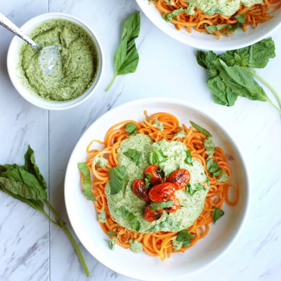 Sweet Potato Noodles & Creamy Pesto