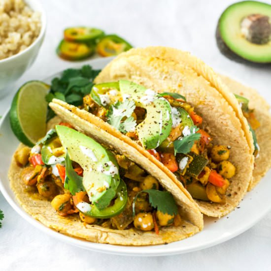 Roasted Zucchini and Chickpea Tacos