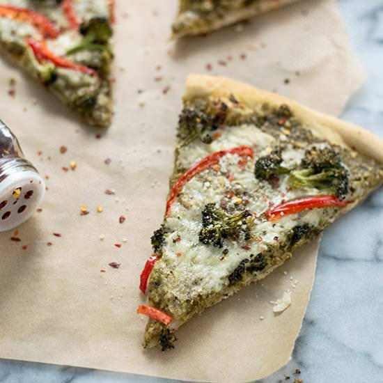 Roasted Broccoli Pesto Pizza