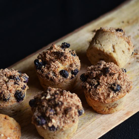 Banana & Blueberry Crumble Muffins