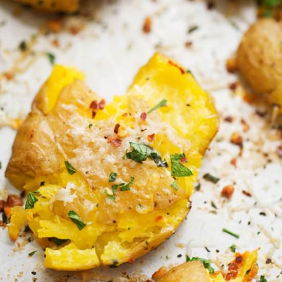 Parmesan Garlic Smashed Potatoes