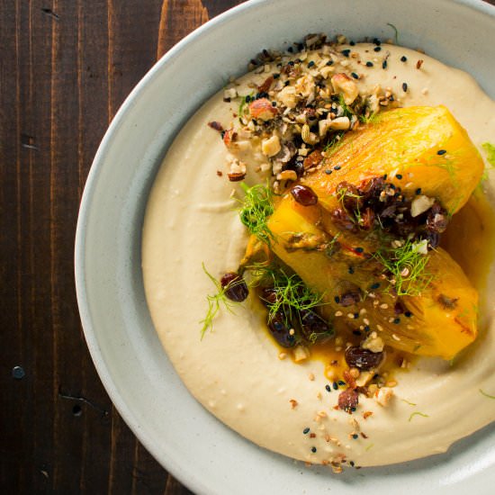 Saffron Braised Fennel and Hummus