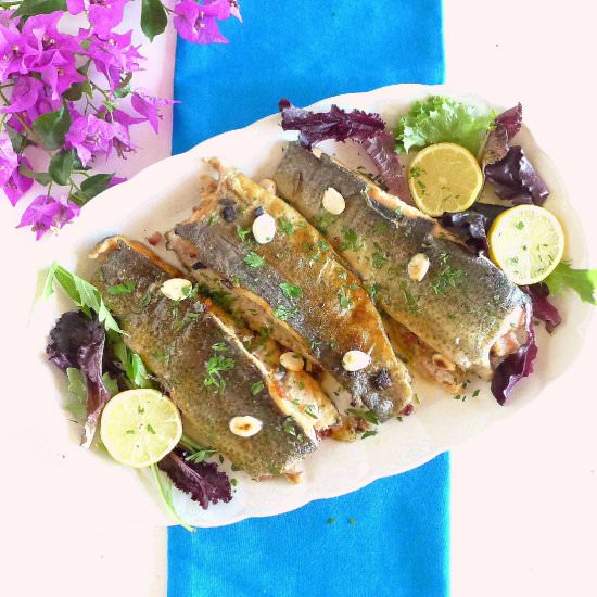 Trout Stuffed with Ham & Mushrooms