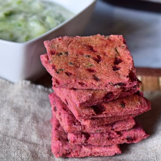 Beet Almond Rosemary Crackers
