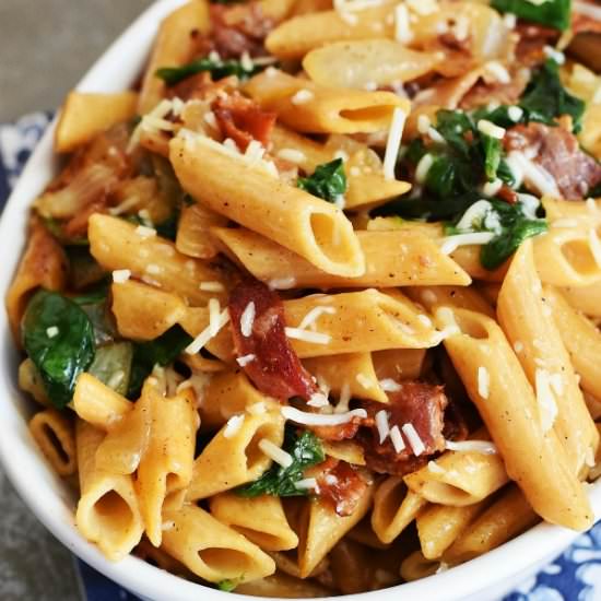 Bacon, Spinach Caramelized Onion Pa