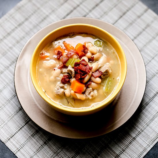 White Bean, Bacon, and Pork Soup