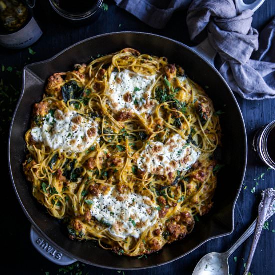 Four Cheese Pumpkin Spaghetti Pie