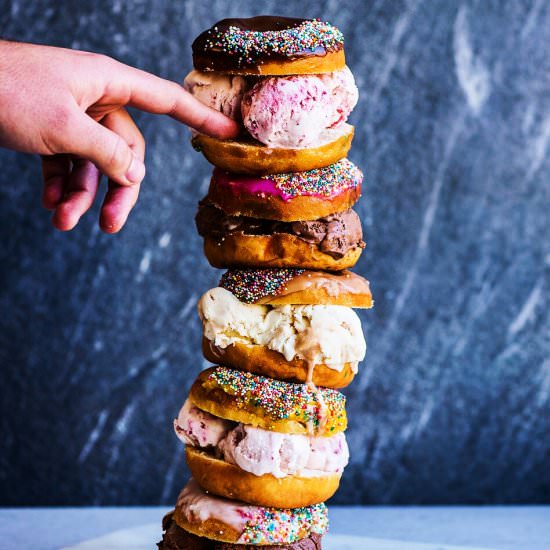Doughnut Ice Cream Sandwiches
