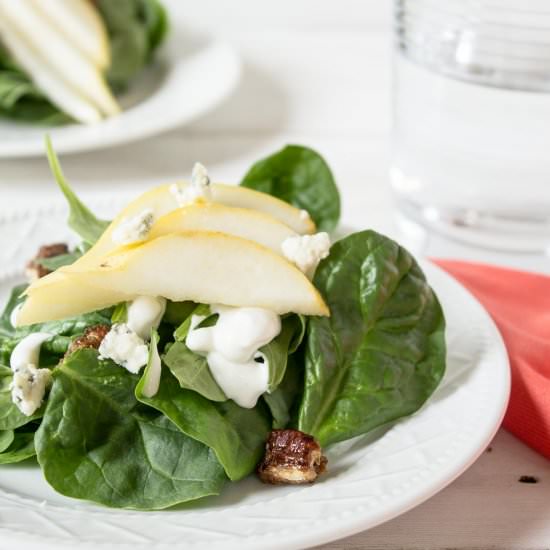 Spinach, Pear and Blue Cheese Salad