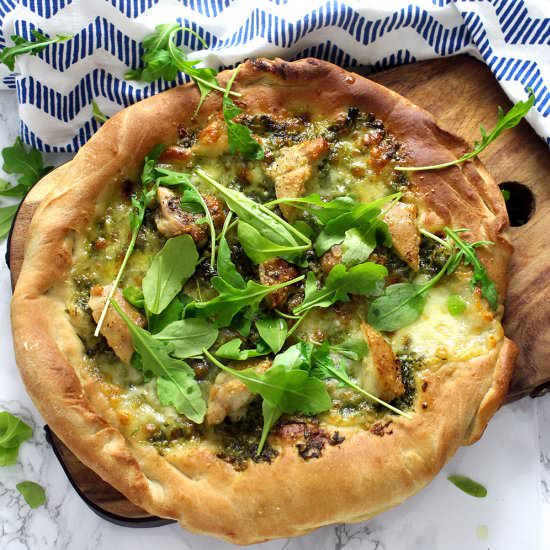 Rocket Pesto Chicken Skillet Pizza