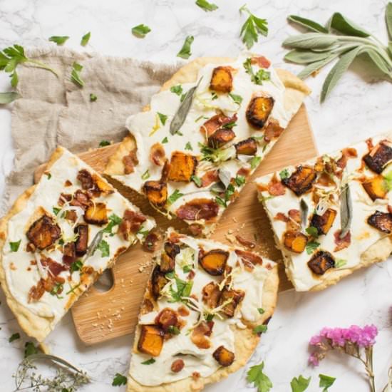Roasted Maple Butternut Bacon Pizza