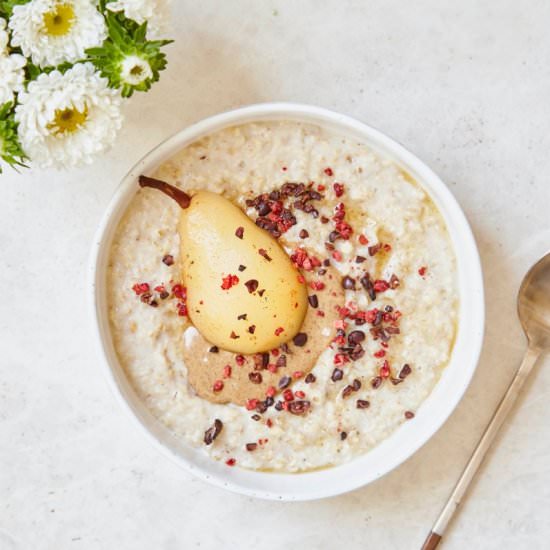 Warming Porridge with Poached Pears