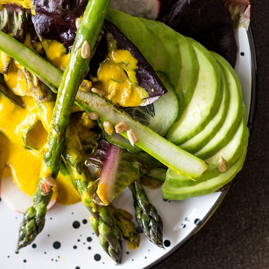 Asparagus salad + golden dressing