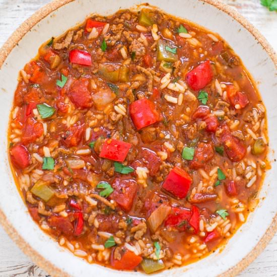 Slow Cooker Stuffed Pepper Soup