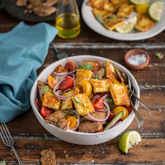 halloumi and tomato salad