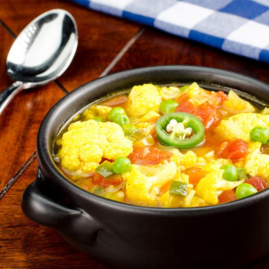 Curried Cauliflower & Chicken Soup