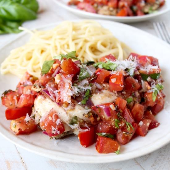 One Pot Bruschetta Chicken Parmesan
