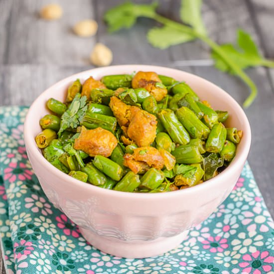 Green Beans Soya Chunks Fry